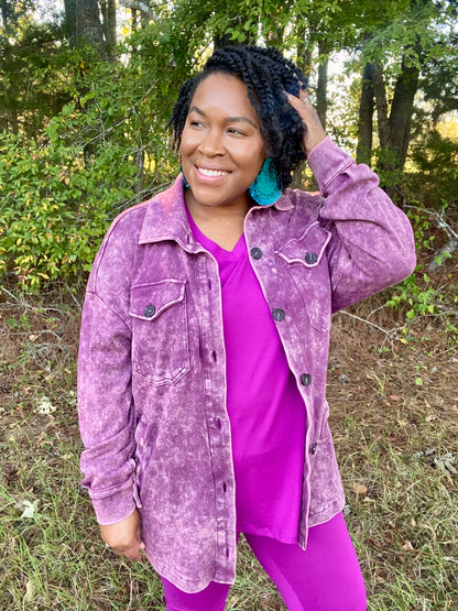 Plum Acid Wash Shacket