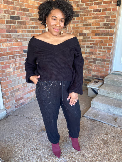 Black Sequin Jogger