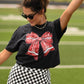 Red Faux Glitter Football Tee