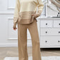 Preorder: Slit Striped Round Neck Sweater Set