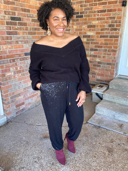 Black Sequin Jogger