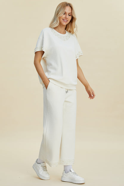 Preorder: Pearl Detail Round Neck Set