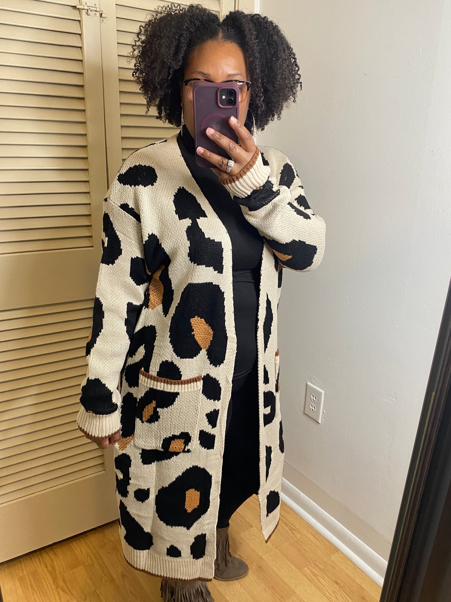 Cream Leopard Print Cardigan