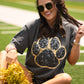 Black & Gold Faux Glitter Paw Print Tee