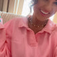 Ivory Dainty Mama Embroidered Split Neck Sweatshirt