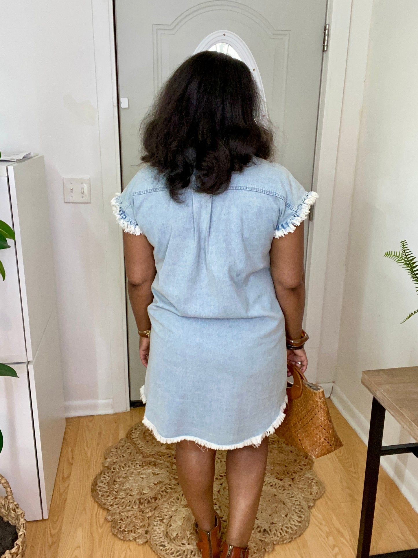 Frayed Trim Demin Dress