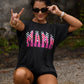 Mama Checkered Flames Tee
