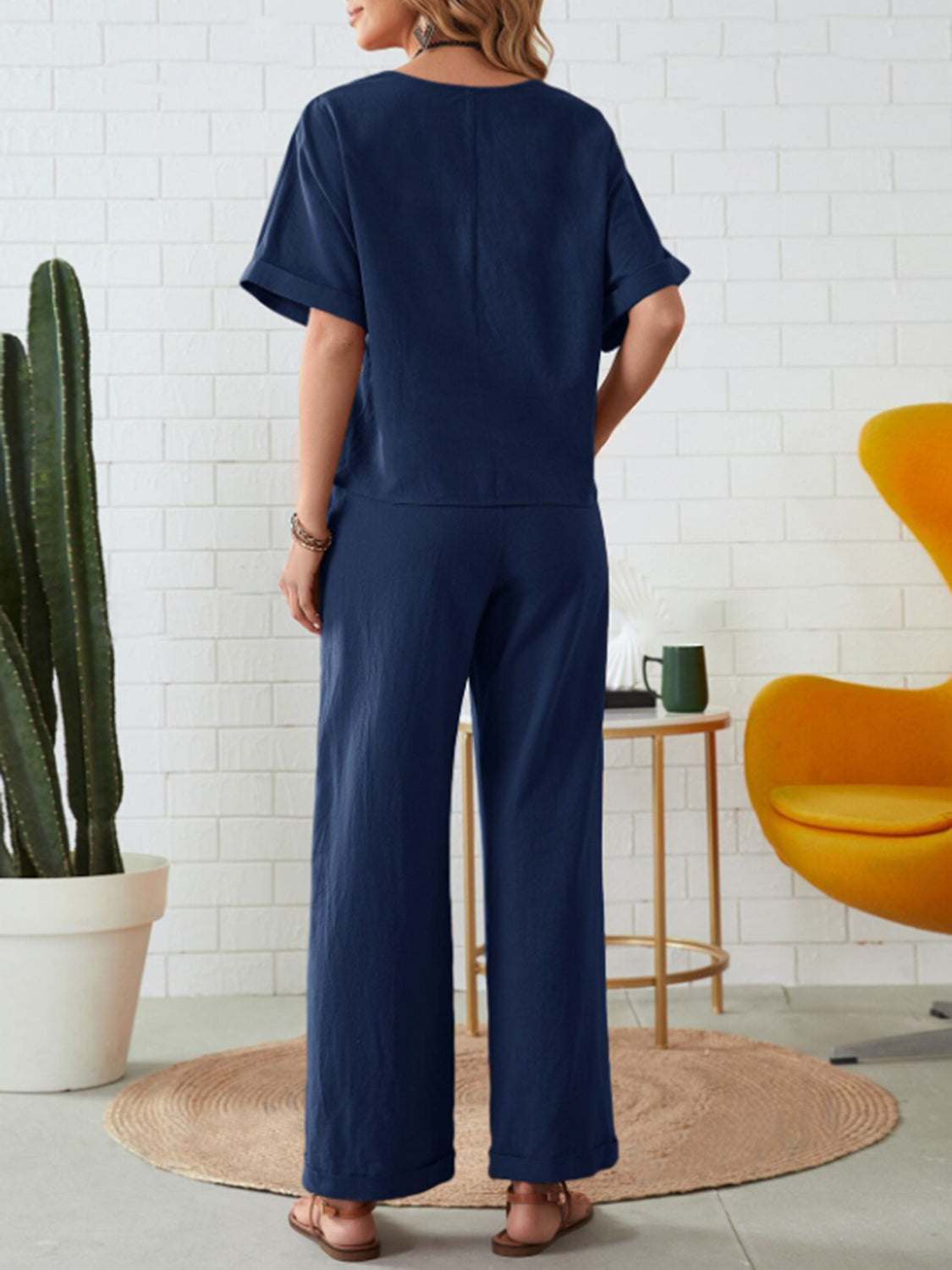 Preorder: Linen Cotton Blend Pants Set