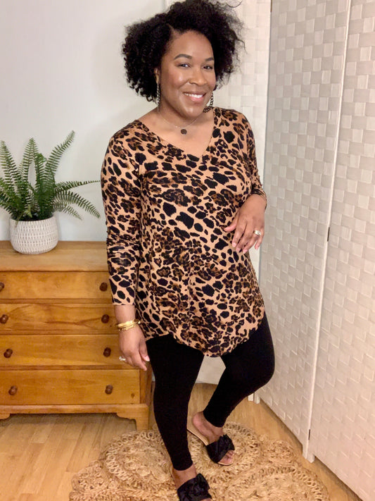 Brown Leopard Top