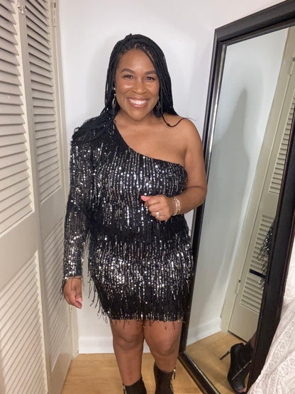 One Shoulder Sequin Dress