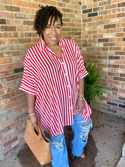 Red Vibe Shirt Dress