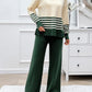 Preorder: Slit Striped Round Neck Sweater Set