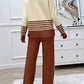 Preorder: Slit Striped Round Neck Sweater Set