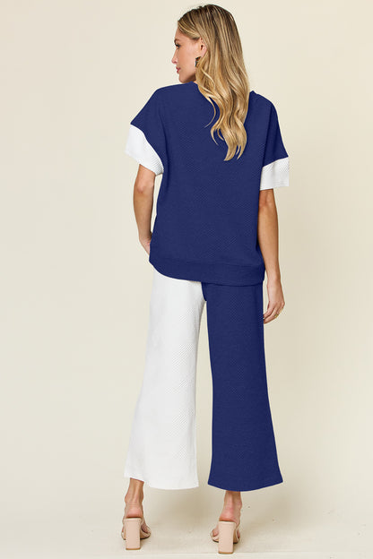 Preorder: Contrast Wide Leg Pants Set