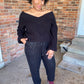 Black Balloon Sleeve Sweater