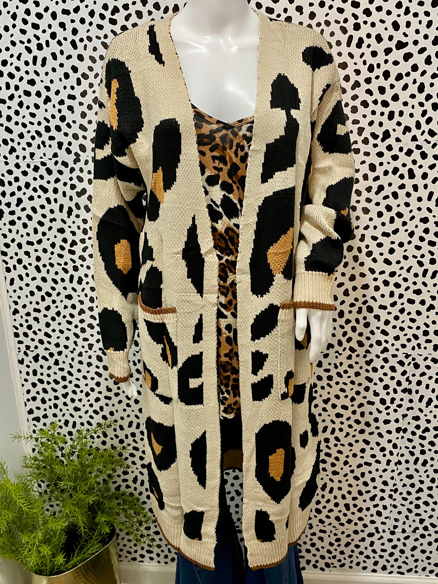 Cream Leopard Print Cardigan
