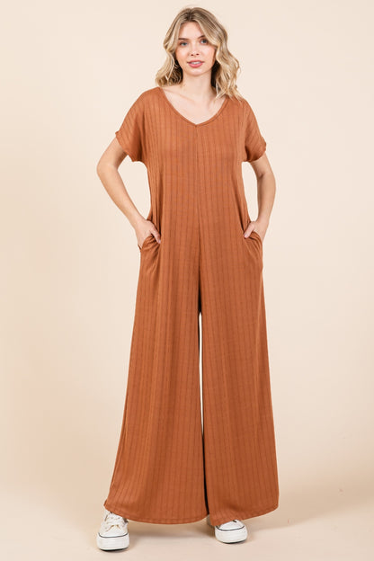 Preorder: Ribbed Wide Leg Jumpsuit
