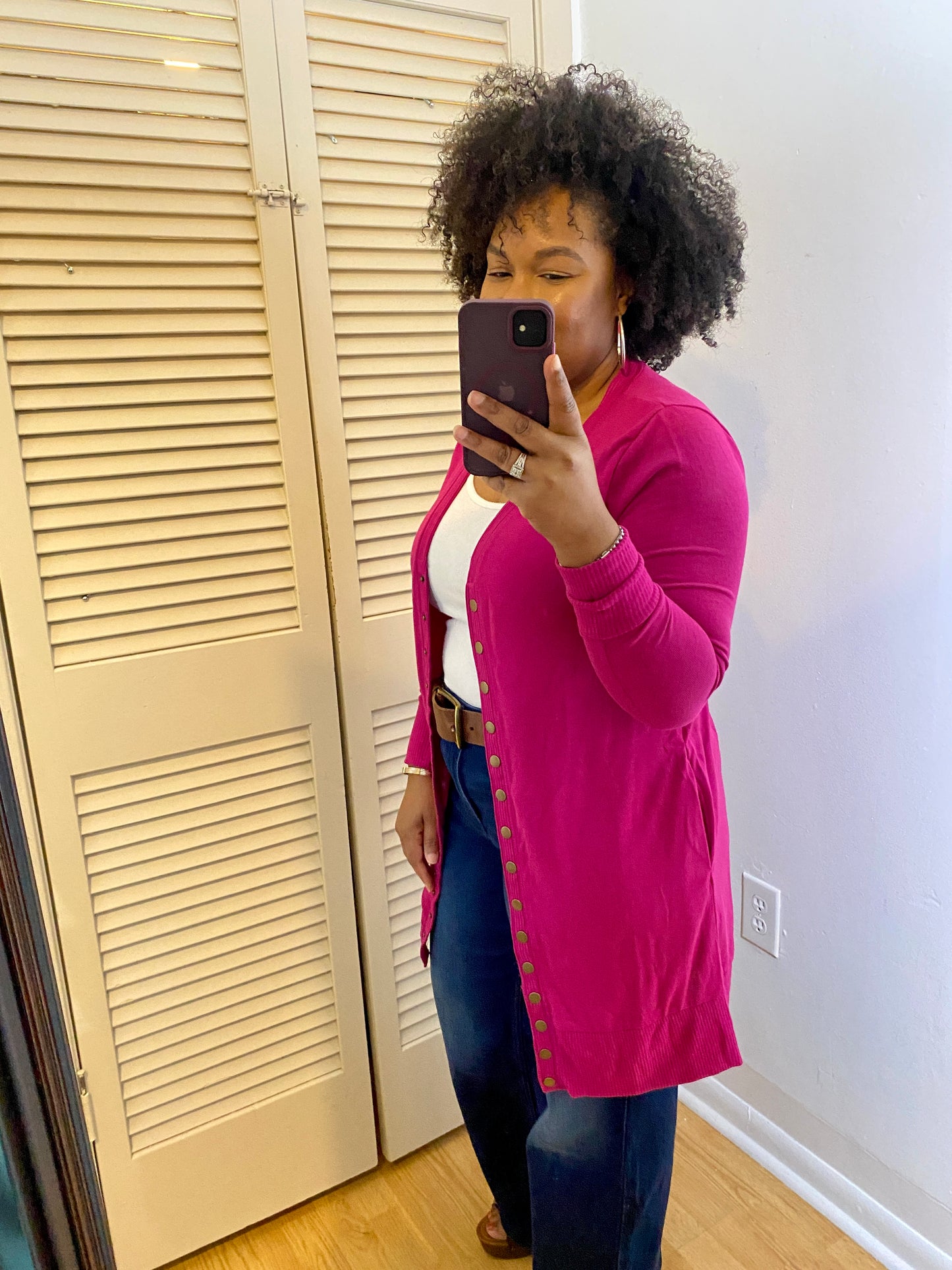 Magenta Snap Cardigan
