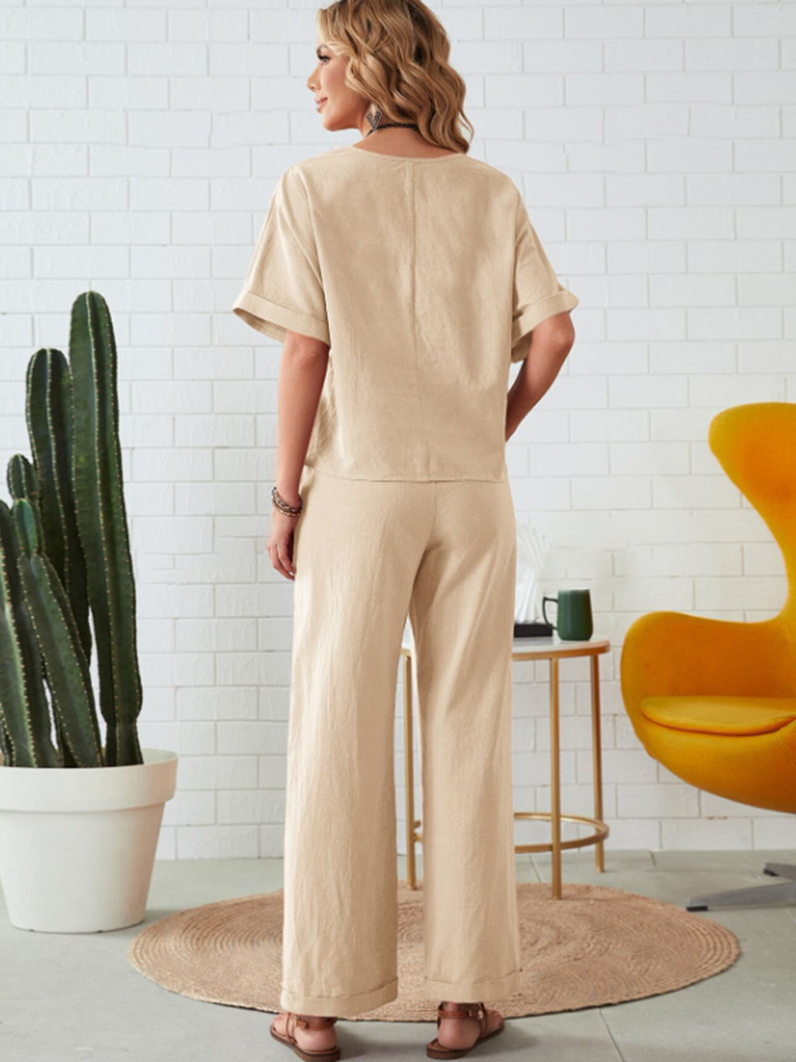 Preorder: Linen Cotton Blend Pants Set