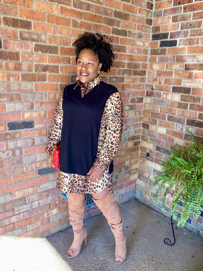 Printed Knit Shirt Dress