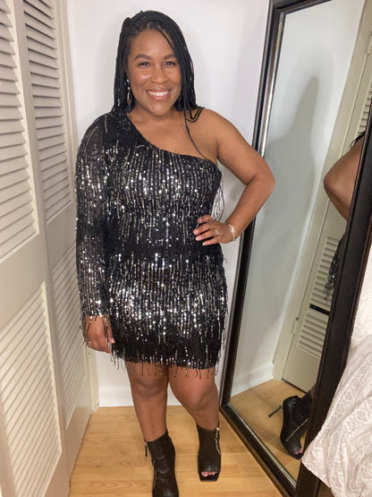 One Shoulder Sequin Dress