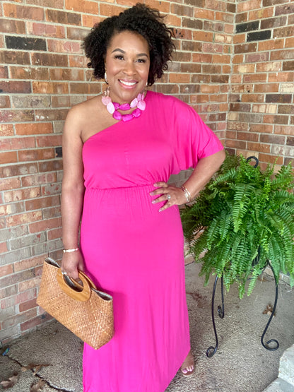 Pink One Shoulder Dress