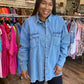 Button Down Denim Tunic Top