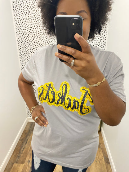 Gray Sequin Yellow Jackets