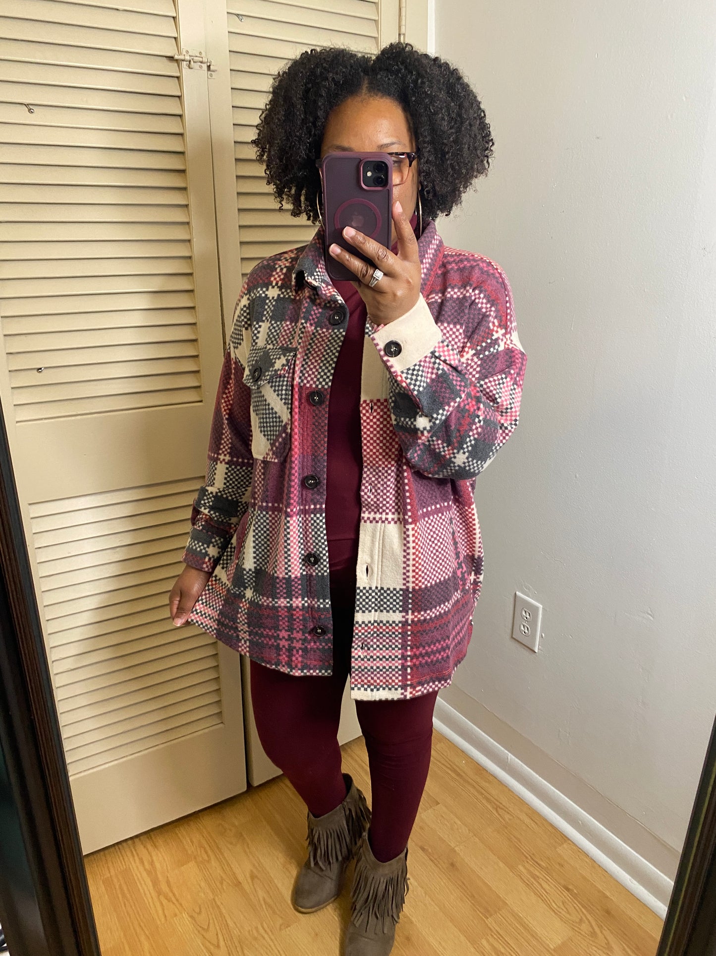 Fleece Magenta Shacket