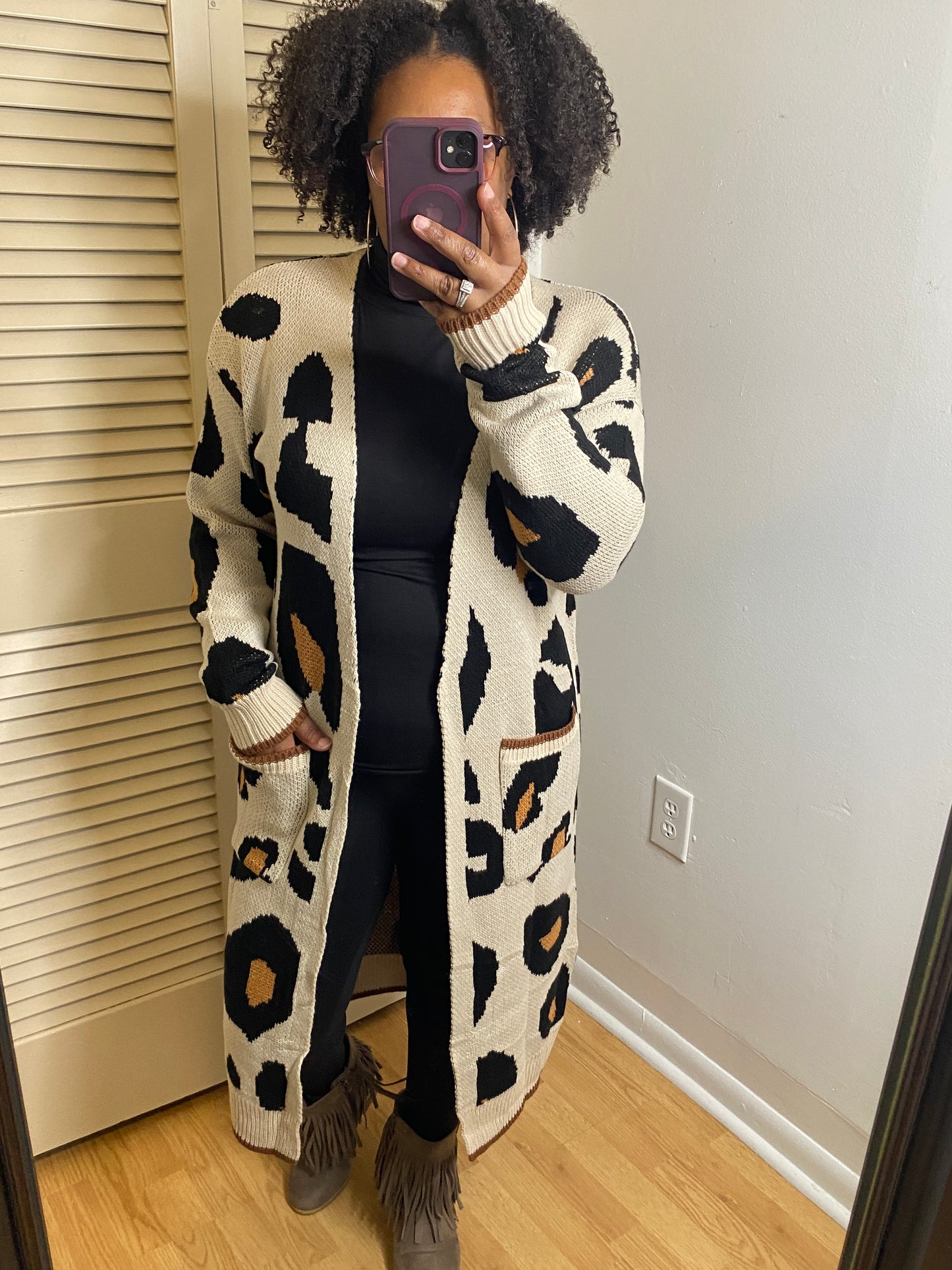 Cream Leopard Print Cardigan