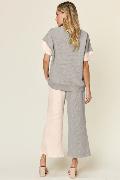 Preorder: Contrast Wide Leg Pants Set