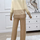 Preorder: Slit Striped Round Neck Sweater Set