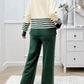 Preorder: Slit Striped Round Neck Sweater Set