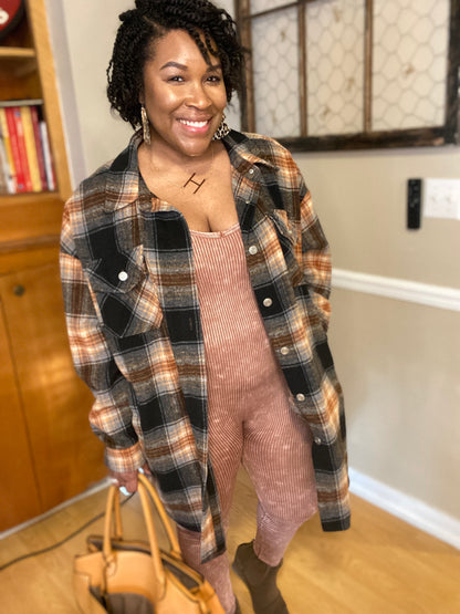 Brown Ribbed Bodysuit
