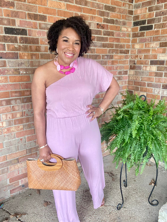 Mauve One Shoulder Jumpsuit