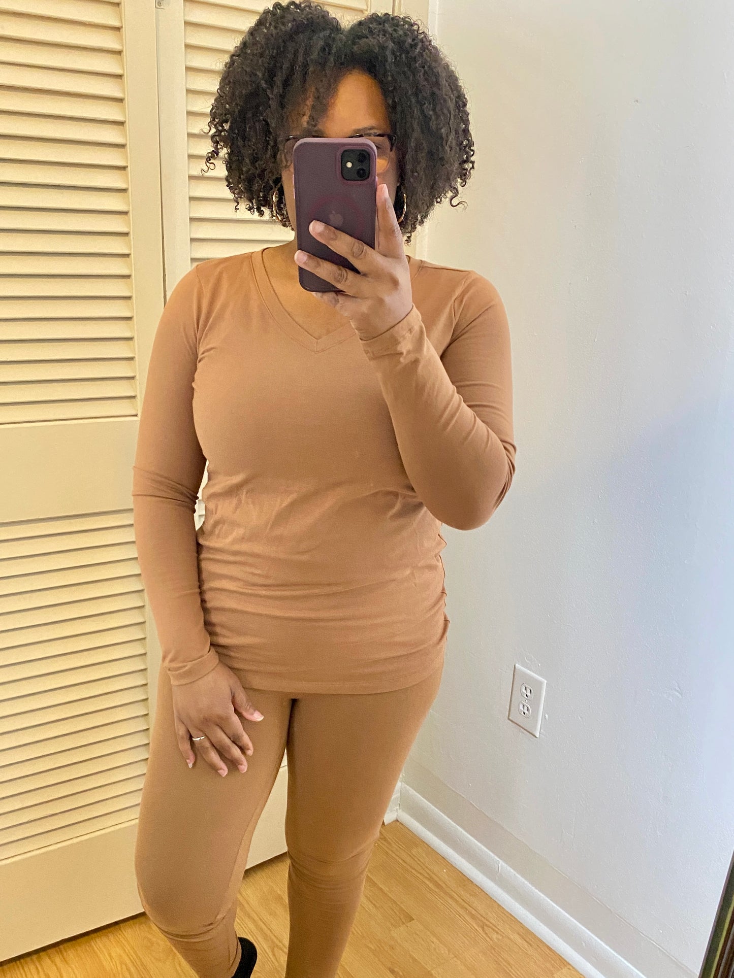 Camel V-Neck Set