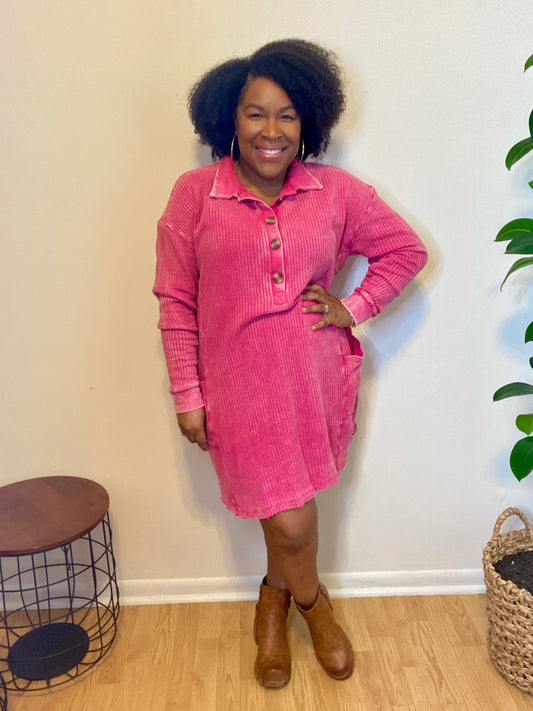 Pink Waffle Dress