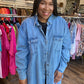 Button Down Denim Tunic Top
