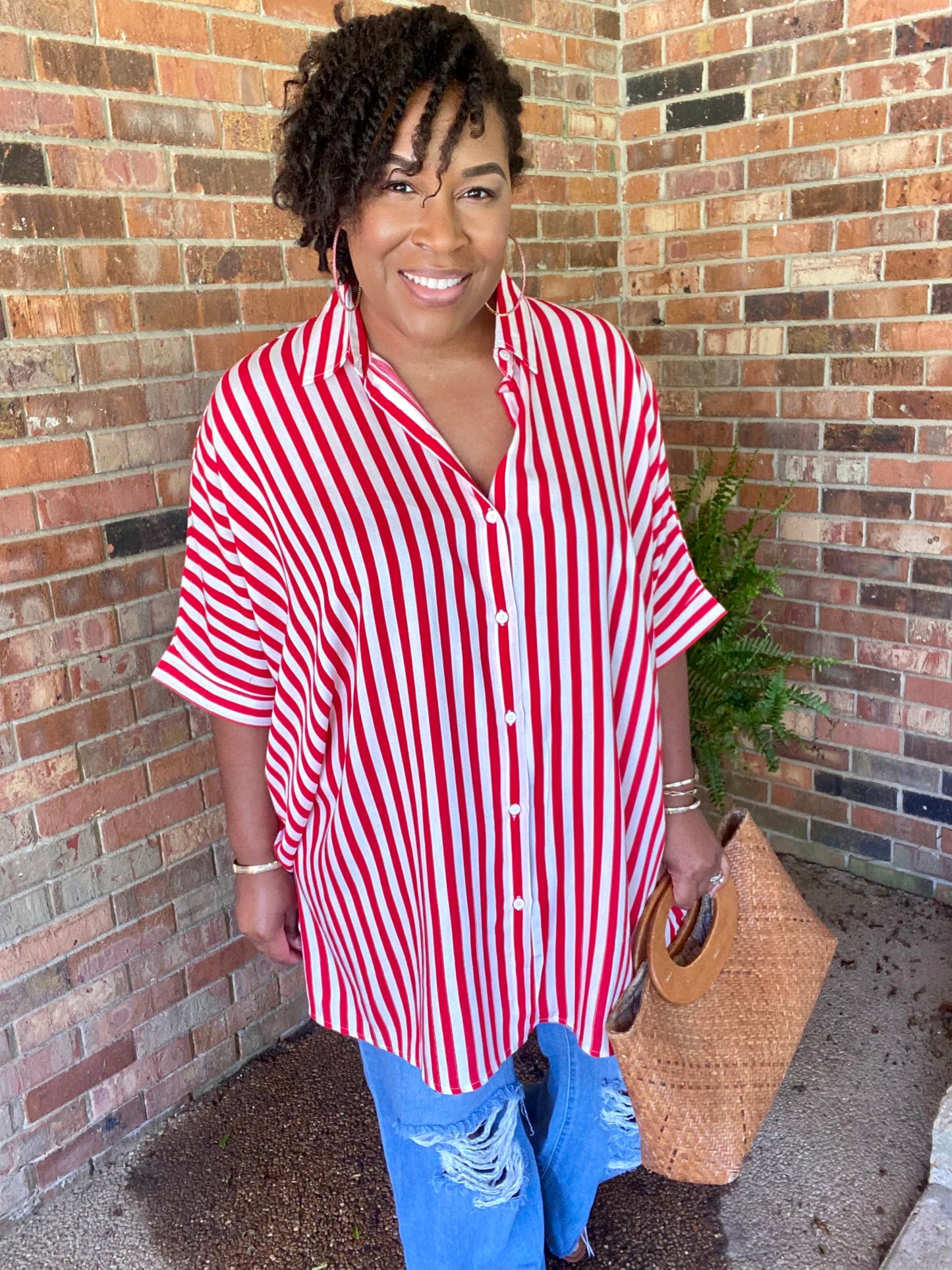Red Vibe Shirt Dress