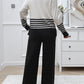 Preorder: Slit Striped Round Neck Sweater Set