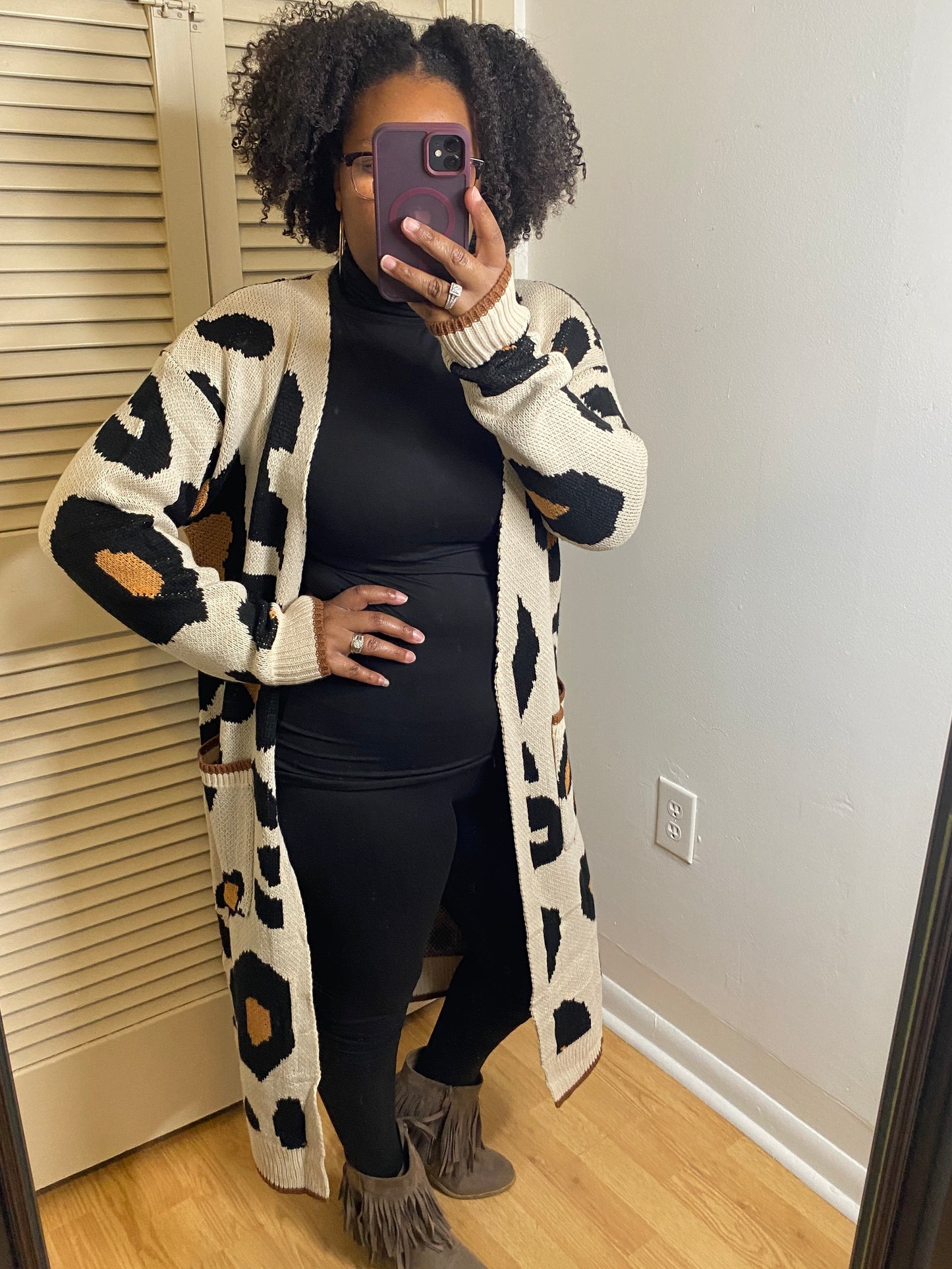 Cream Leopard Print Cardigan
