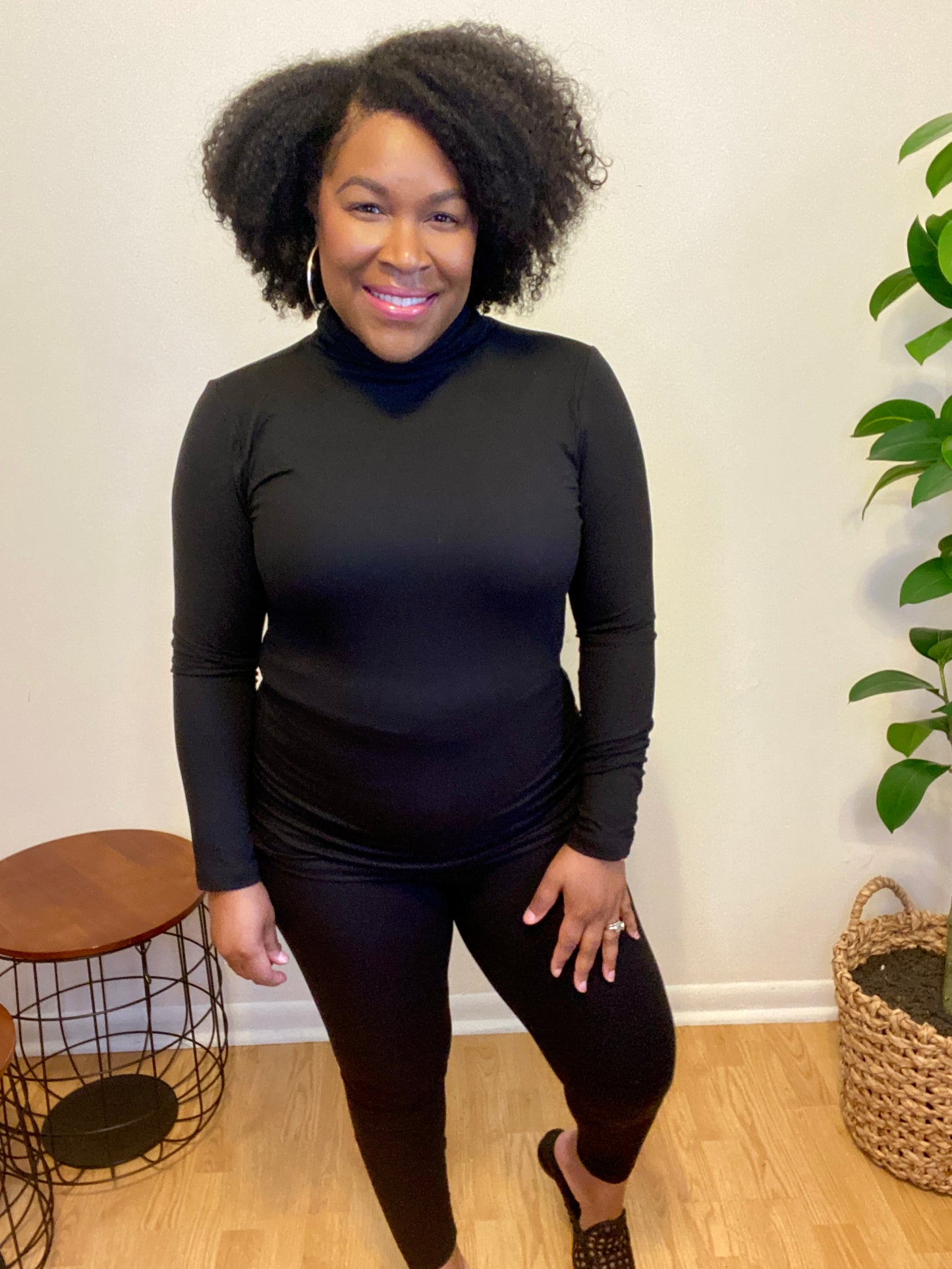 Black Mock Neck Set