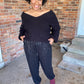 Black Balloon Sleeve Sweater