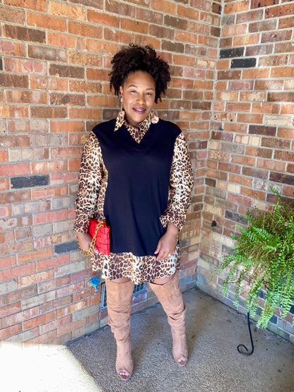 Printed Knit Shirt Dress
