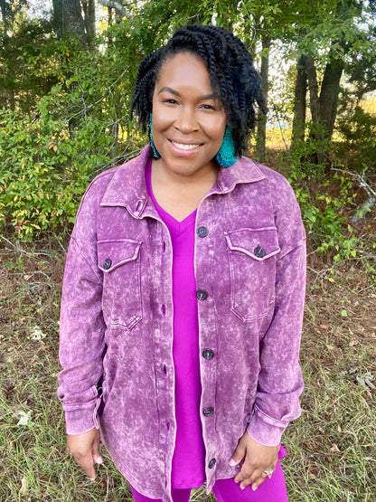 Plum Acid Wash Shacket