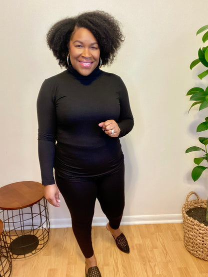 Black Mock Neck Set