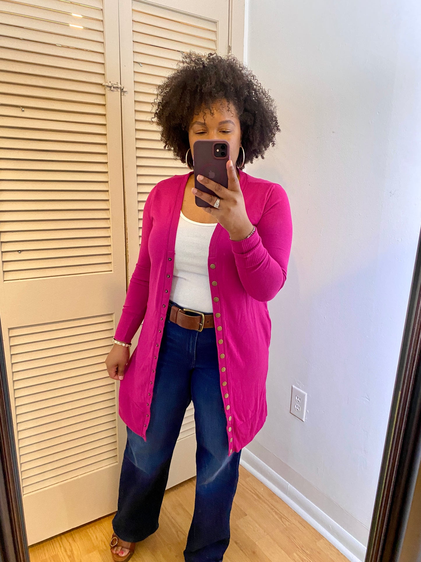 Magenta Snap Cardigan