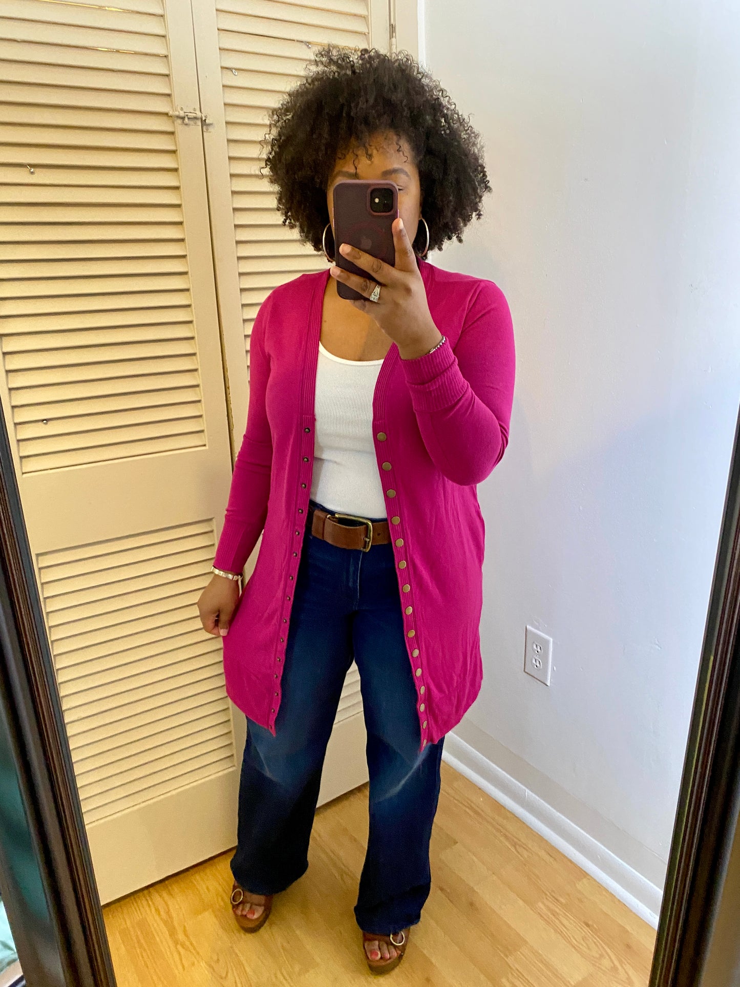 Magenta Snap Cardigan