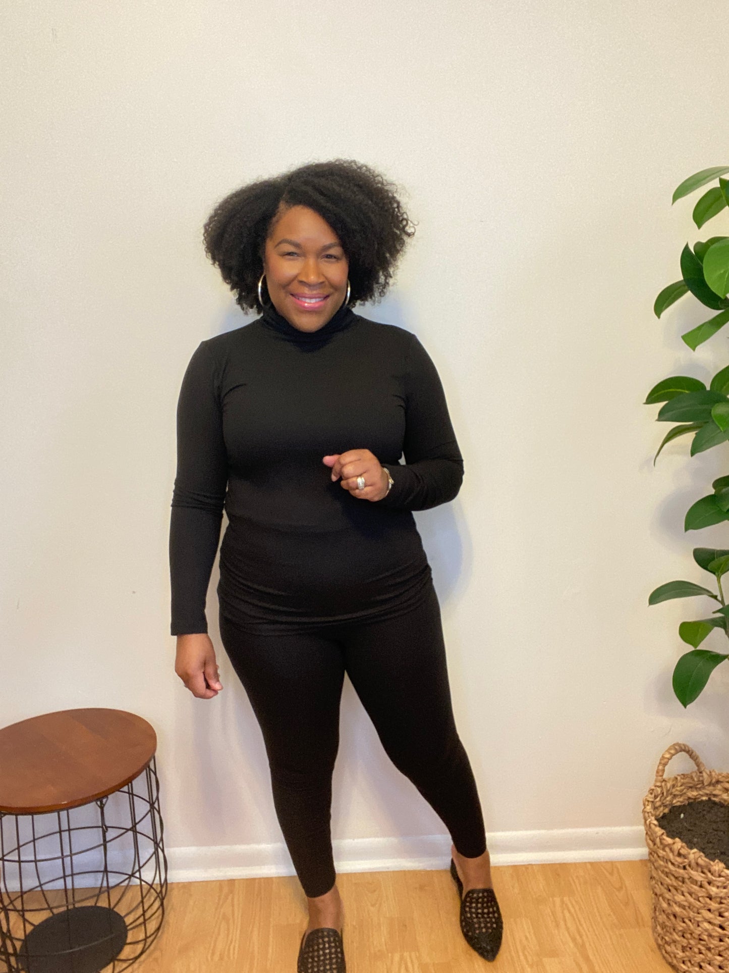 Black Mock Neck Set