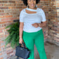 Green Bell Bottom Pants